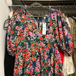 Topshop floral puff-sleeve party dress Sz 8